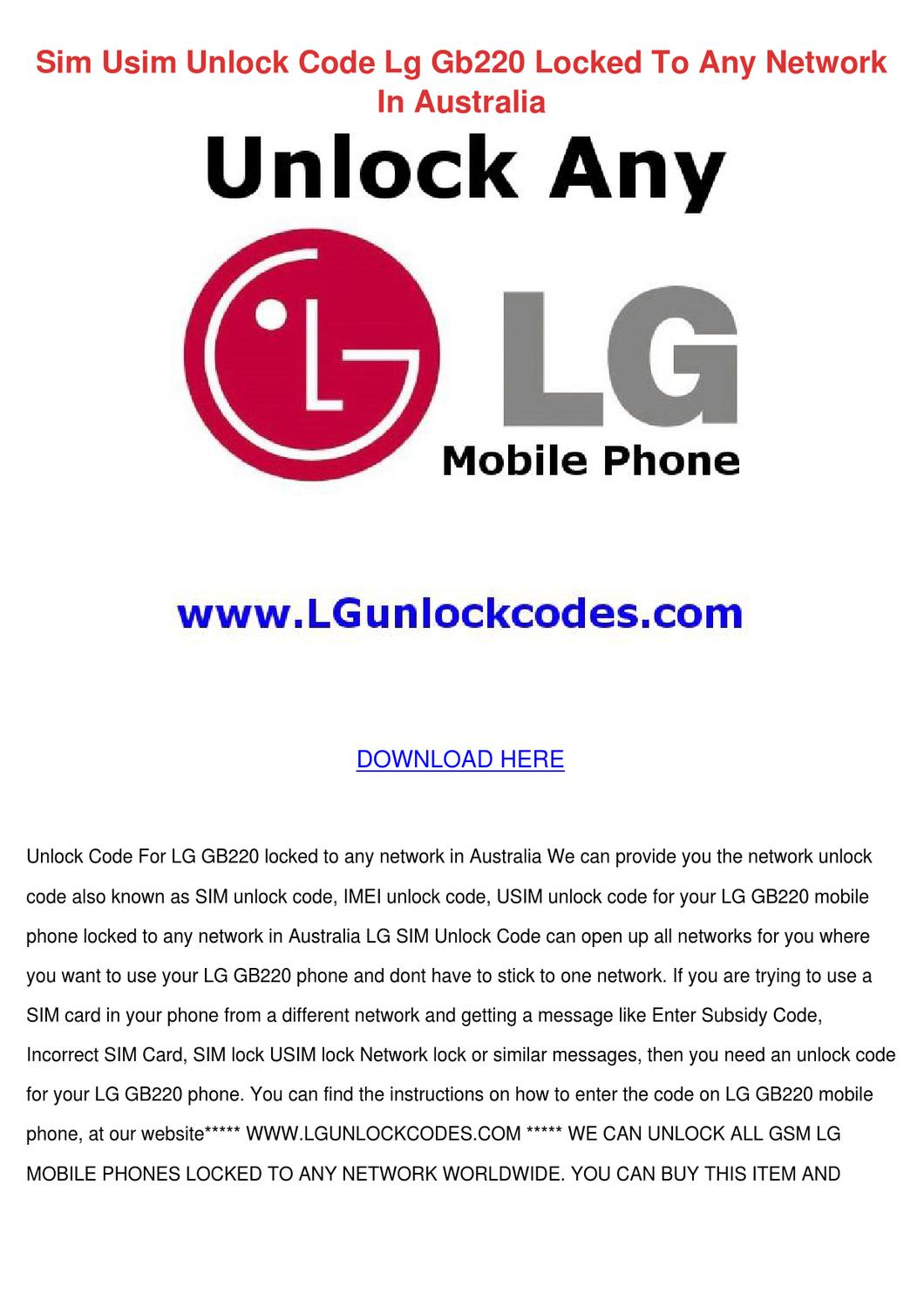 Unlock code for imei free lg download